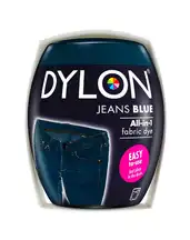 Dylon maskin tekstilfarve 41 Jeans Blue med salt. Pakke med 350 gram.